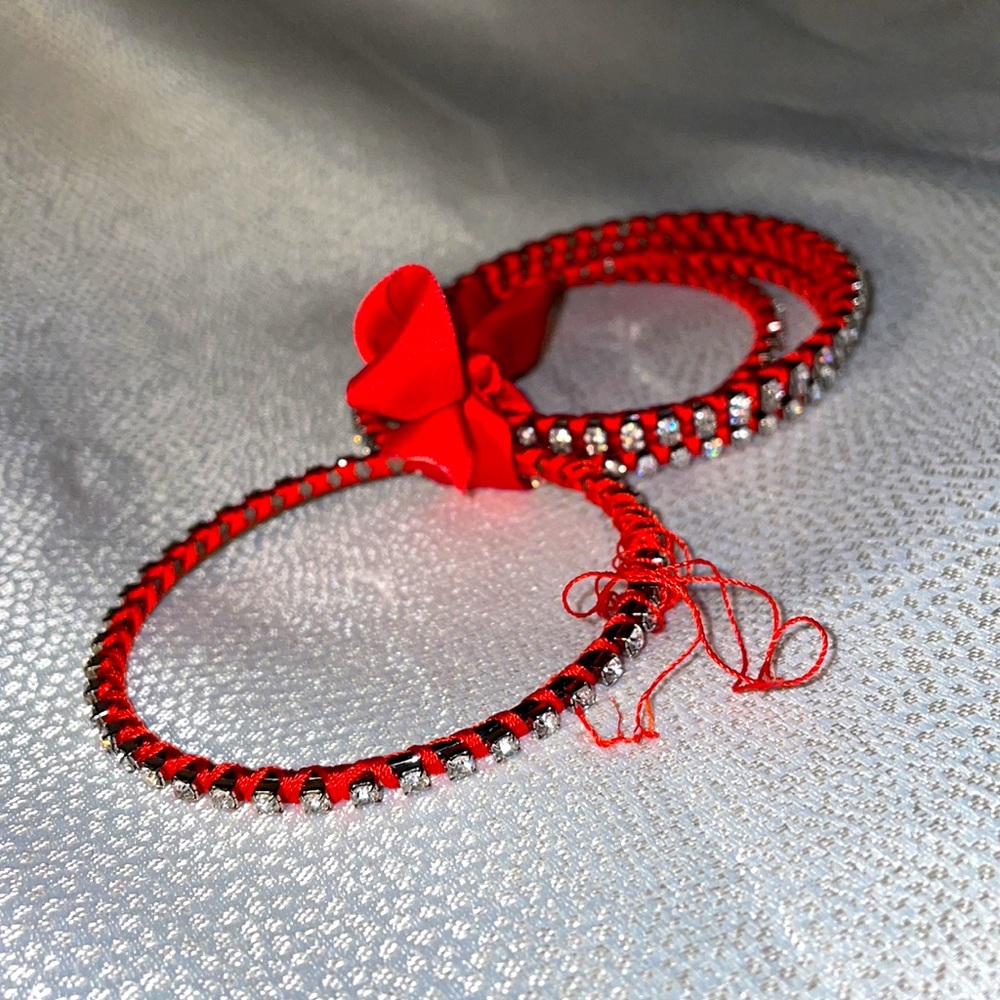 The Limited Rhinestone Stacking Bangles with Red Thread - Picture 2 of 4